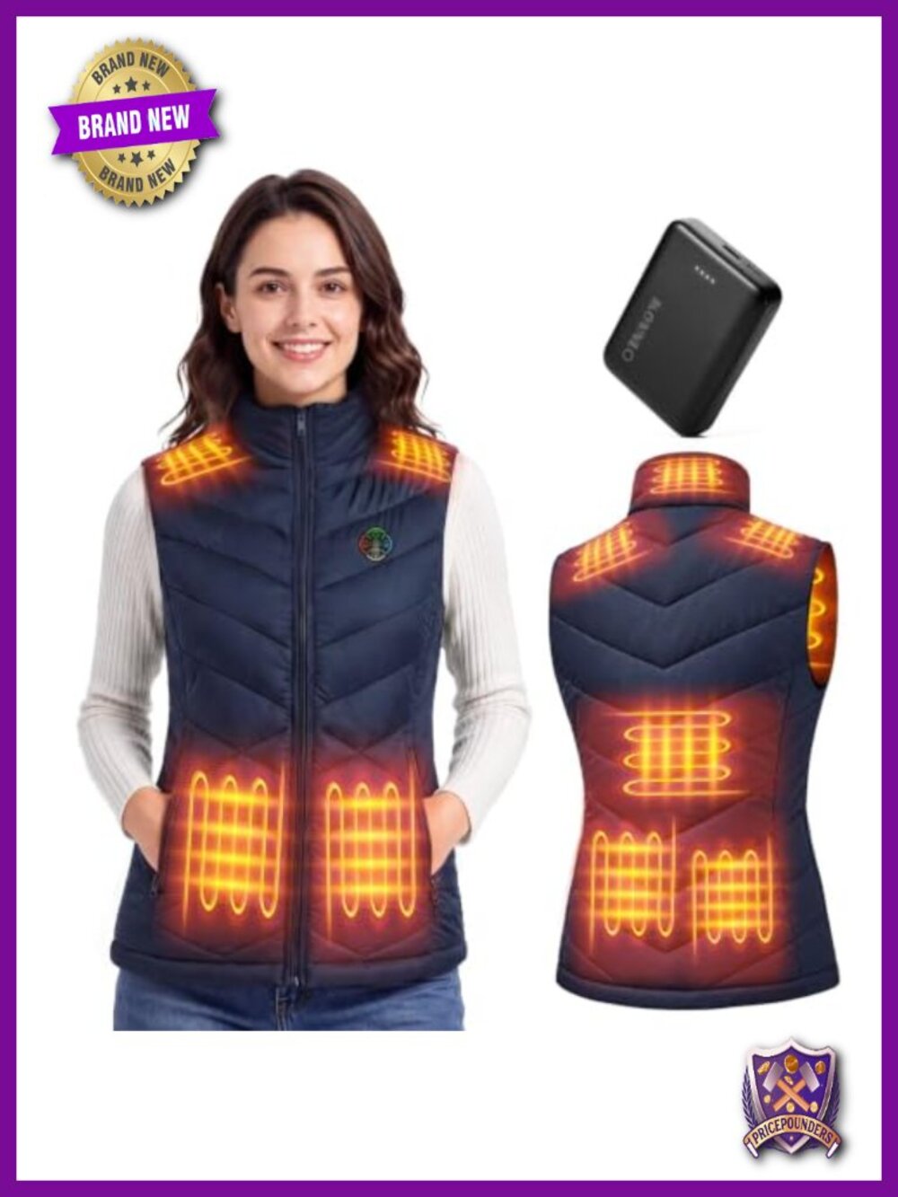 Heated Vest for Women Battery Pack 8 Carbon Fiber Elements 3 Zones